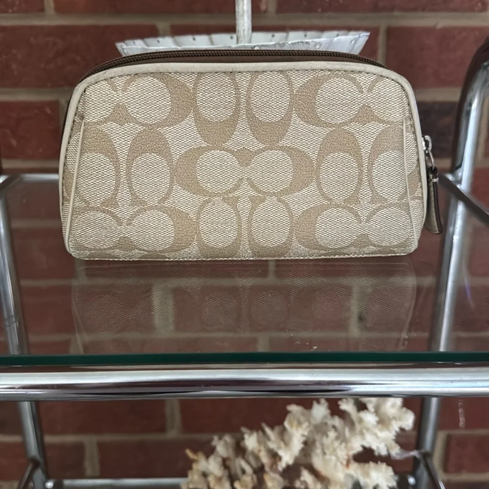 Coach Tan and Pink Wallet with Signature Monogram - Picture 2 of 6